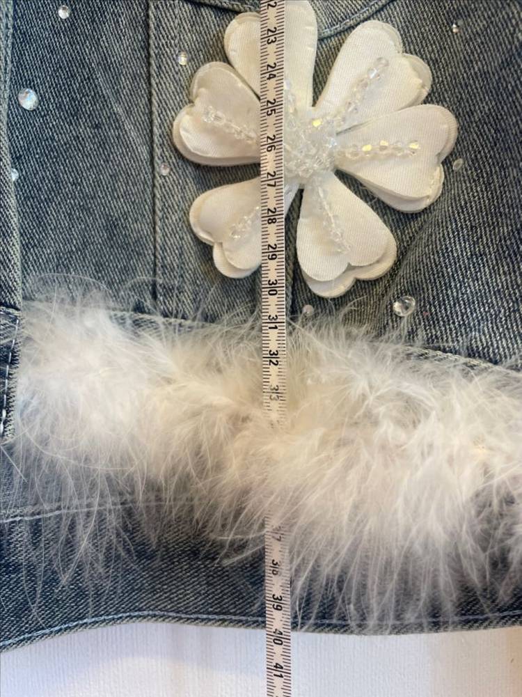 희귀템 플라워 큐빅 데님자켓 청자켓 숏자켓 크롭자켓 이미지