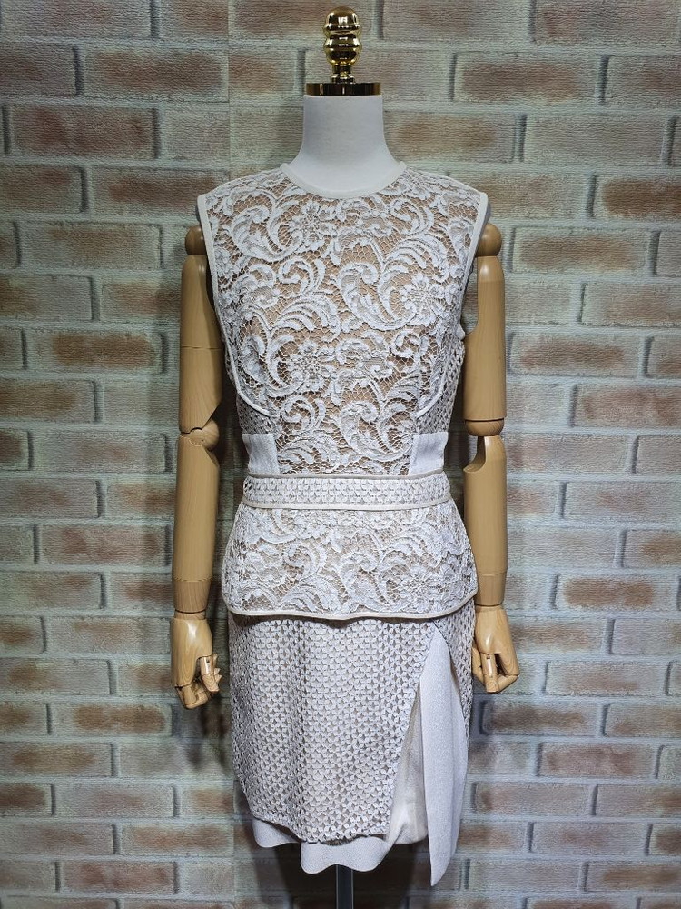 제이멘델 명품 실크 배색 레이스자수 정장 원피스 55 이미지