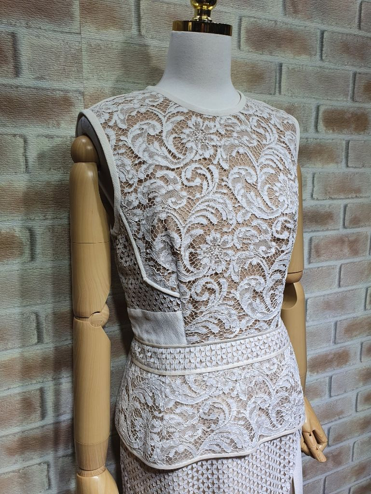 제이멘델 명품 실크 배색 레이스자수 정장 원피스 55 이미지