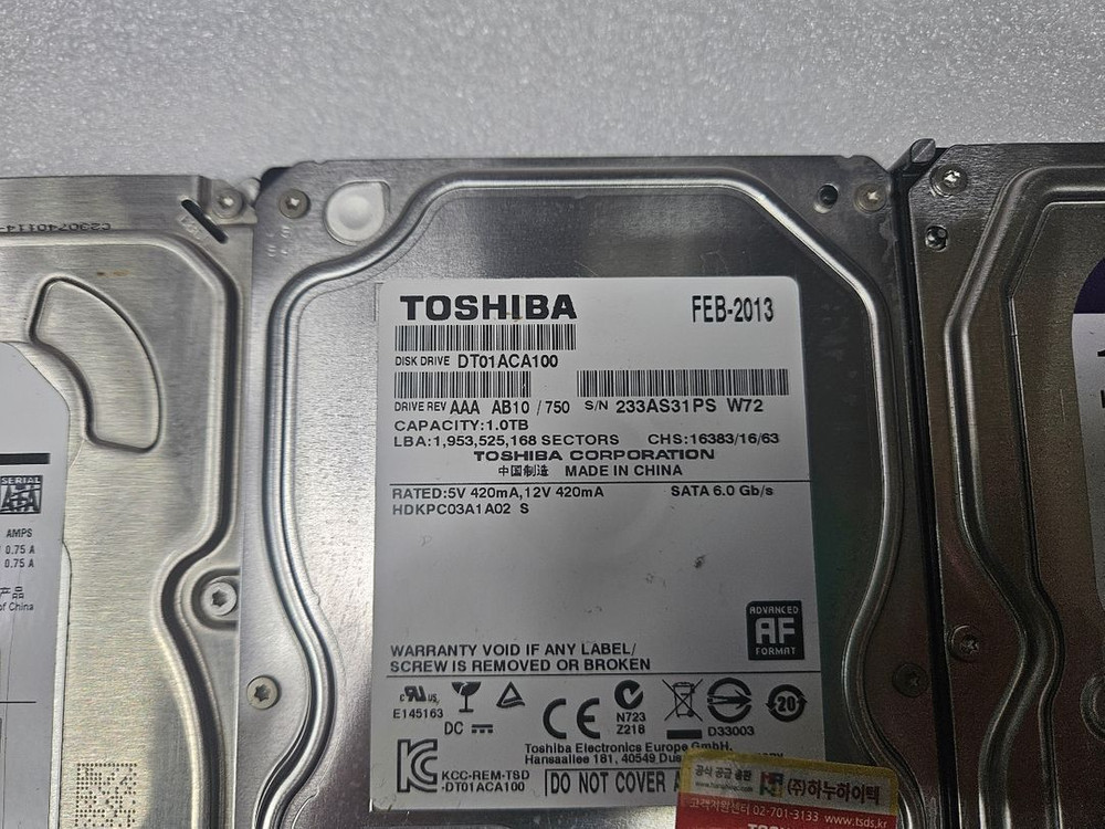 데스크탑 하드 1000기가 3개 입니다 이미지