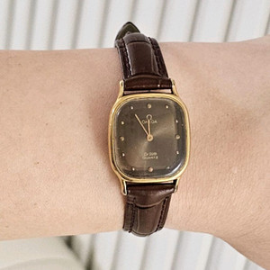 오메가 드빌 금장 여성 레이디 쿼츠 시계 빈티지 여자 손목시계 팔찌 이미지