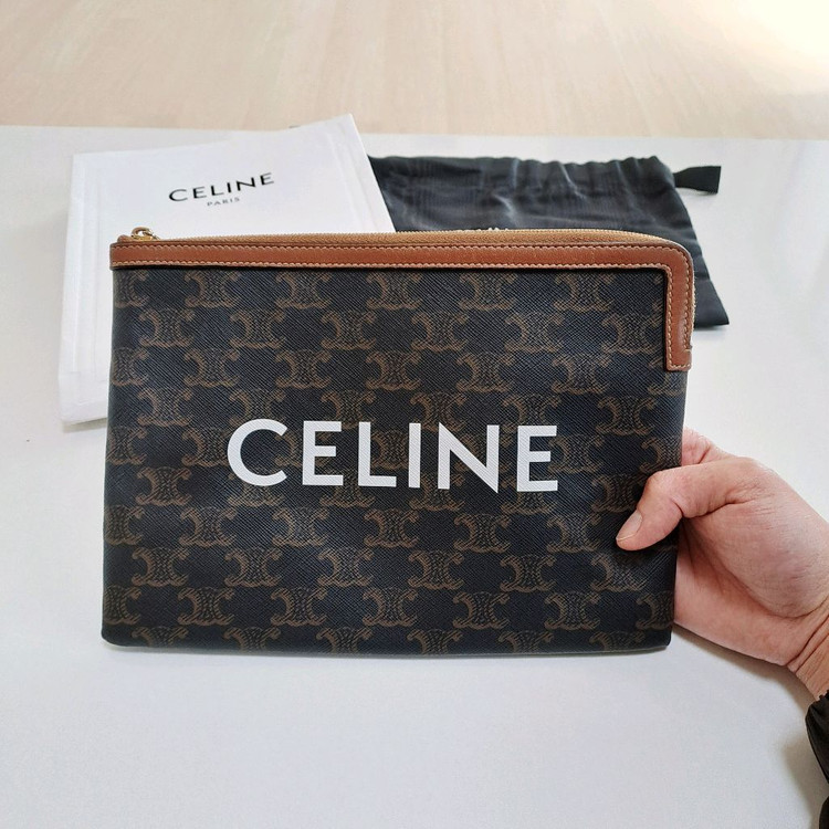 [100%/정품] 셀린느 트리옹프 캔버스 클러치, 셀린느파우치,셀린느클러치,셀린느가방 이미지