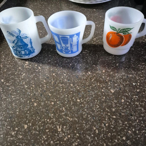 빈티지 밀크글라스 머그컵 셋트 이미지