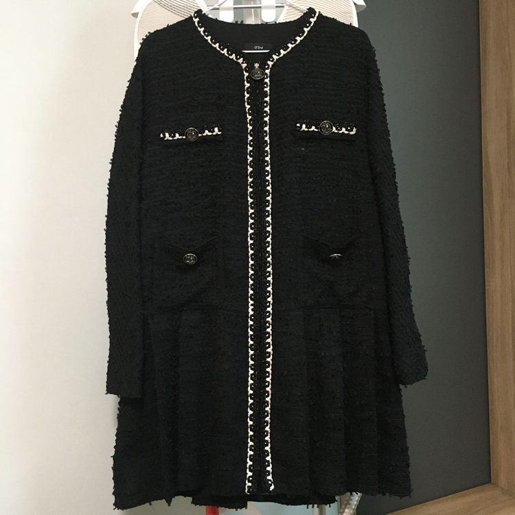 한섬 오즈세컨 22 플리츠 블록 트위드 원피스 (55) 이미지