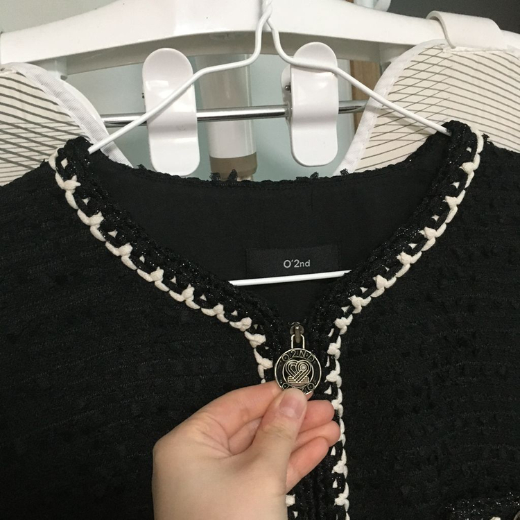 한섬 오즈세컨 22 플리츠 블록 트위드 원피스 (55) 이미지