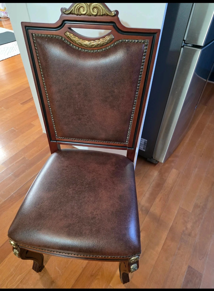 엔틱 대리석 상판 식탁 의자 세트(식탁+의자 5개) 이미지