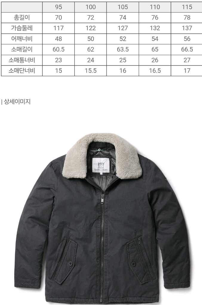 헨리코튼 스핏파이어 피그먼트 구스다운 패딩점퍼 차콜 105 새제품 팝니다 이미지
