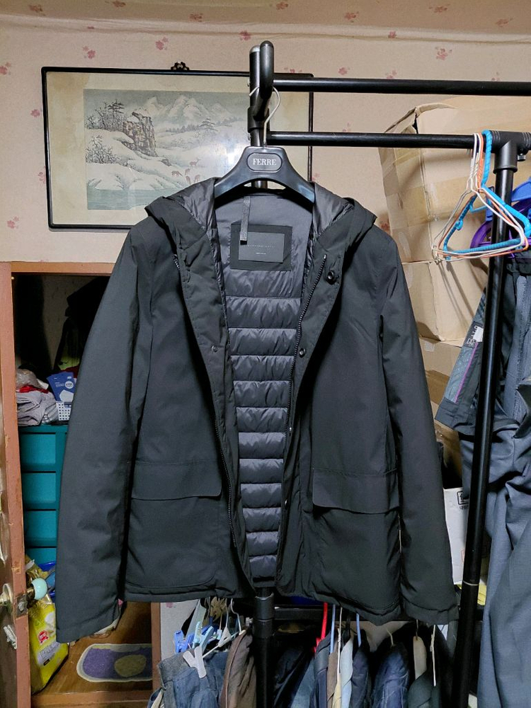 [마시모두띠]발수,방풍 초경량 덕다운 후드 패딩 100사이즈 이미지