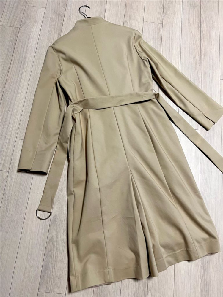 제평 애니 ANY 스탠카라 트렌치 원피스 겸 코트 더블버튼 롱자켓 베이지 이미지