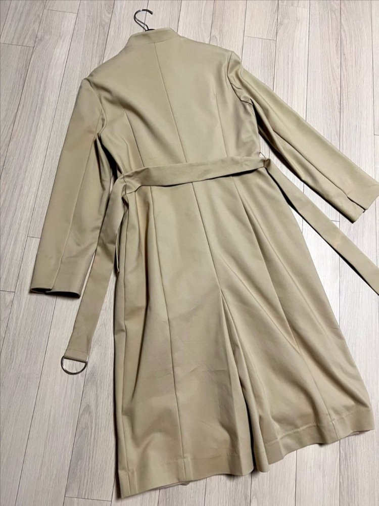 제평 애니 ANY 스탠카라 트렌치 원피스 겸 코트 더블버튼 롱자켓 베이지 이미지