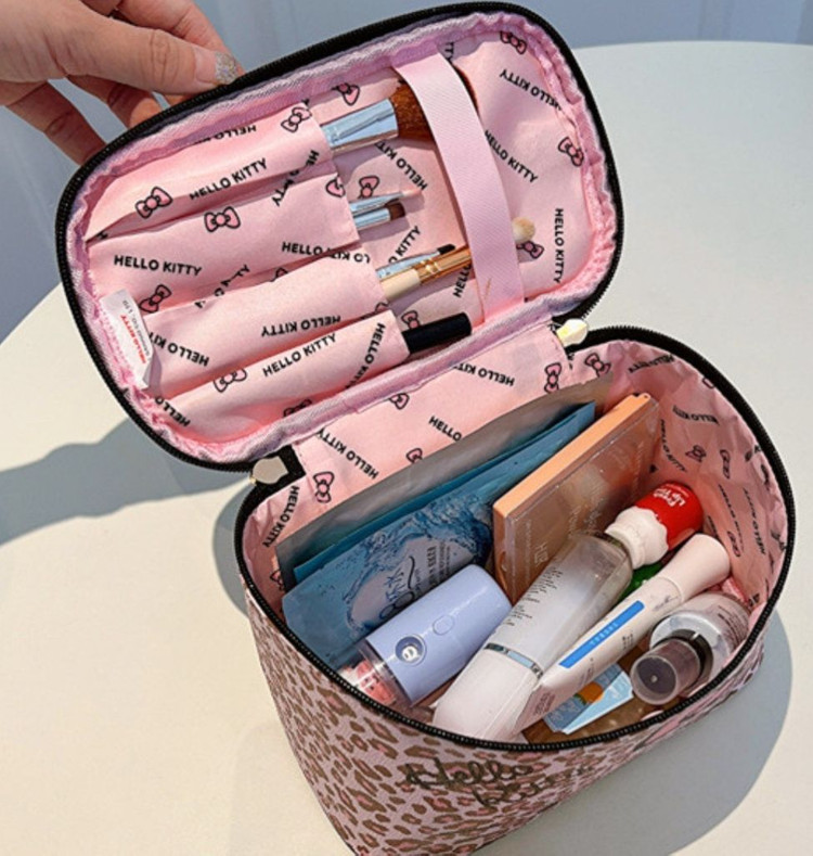 키티레오파드파우치 탑핸들 화장품파우치 이미지