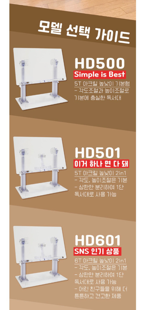 HD601 투명 나소 독서대 이미지
