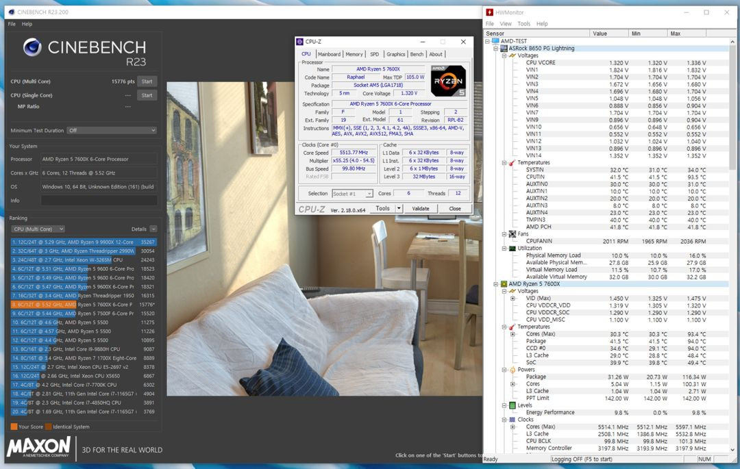 AMD 라이젠5 7600X 5.525GHz 고수율 CPU 이미지