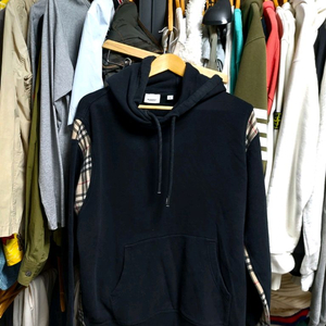 버버리 노바 체크 패널 블랙 후드티 xl 정품검수완료 이미지