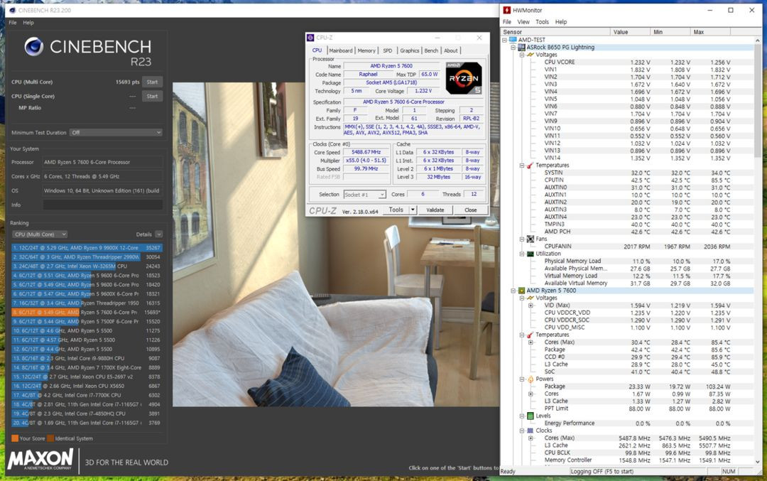 AMD 라이젠5 7600 5.5GHz 고수율 CPU (번들쿨러 포함) 이미지