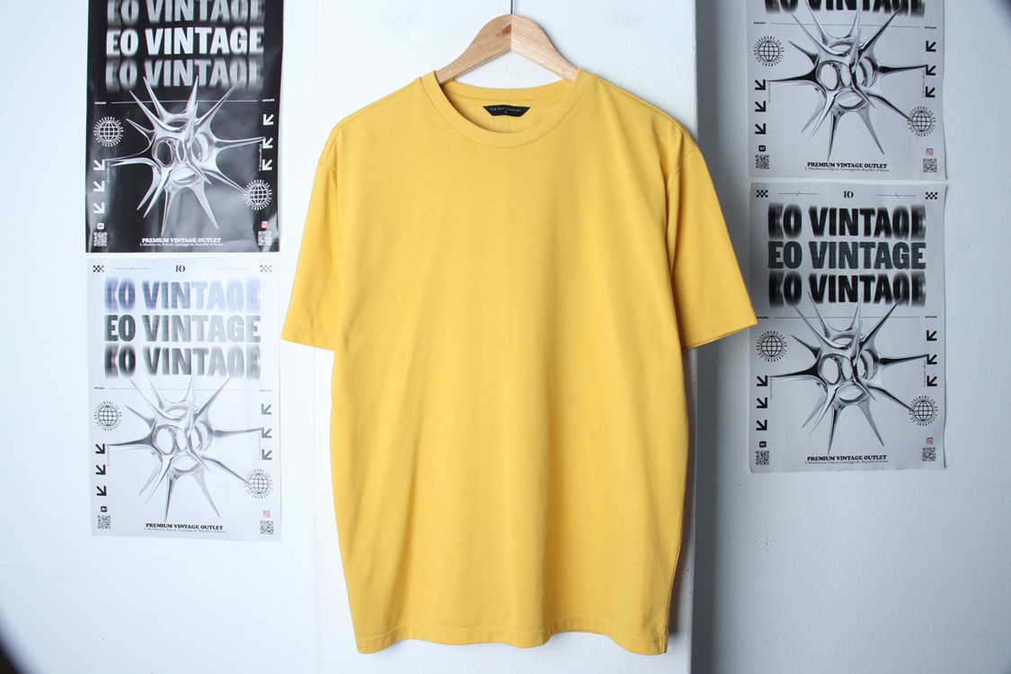 (S) 더니트컴퍼니 반팔 티셔츠 부분얼룩 노랑 무지 이미지