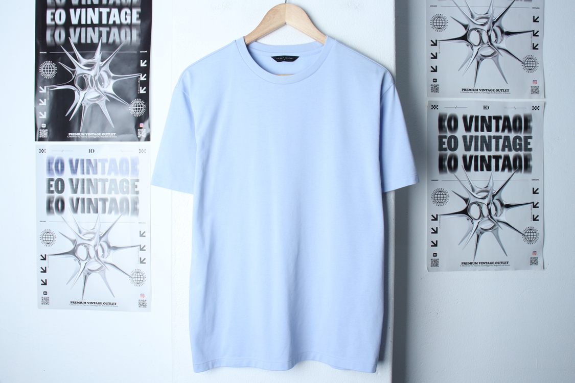 (S) 더니트컴퍼니 반팔 티셔츠 연블루 무지 솔리드 이미지