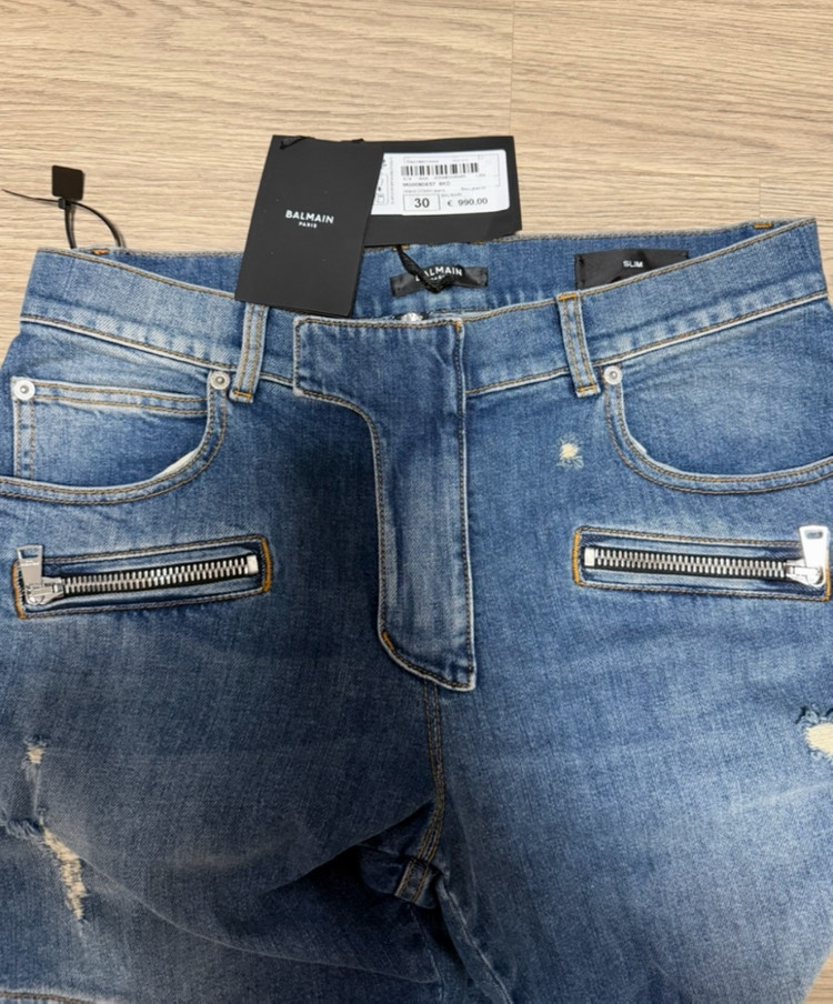 발망 디스트레스 바이커진 데님팬츠 새상품 이미지