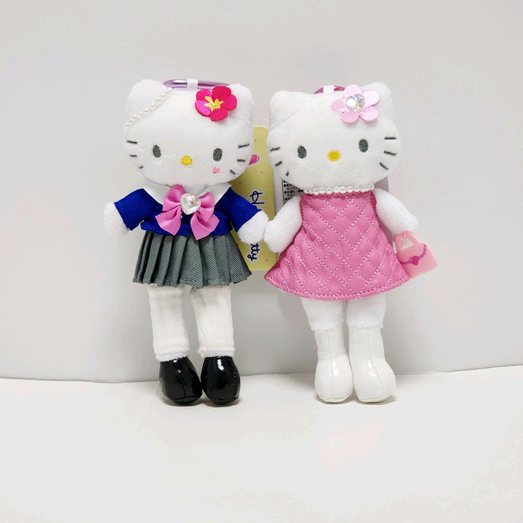 일본정품)산리오 롱다리 키티 마스코트 인형 키링 새상품_핑크 코갸루 고고갸루 스타일업 교복 마콧 공식 굿즈 이미지