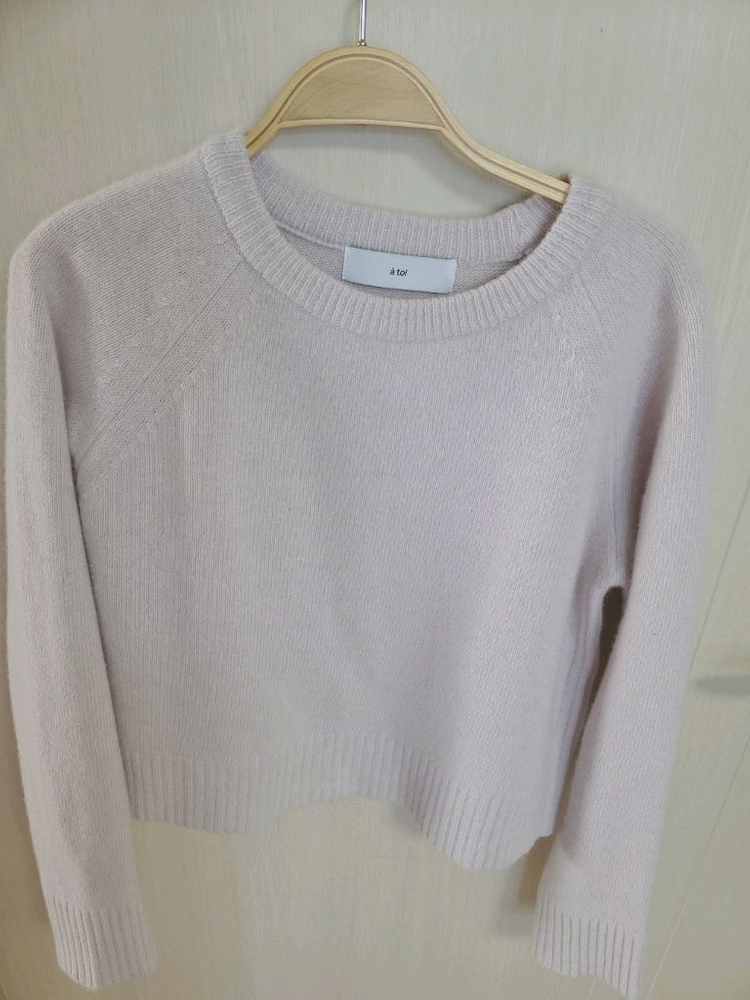 아뜨와 atoi 여성 연보라 라벤더 세미크롭 긴팔 니트 울 캐시미어 혼방 파스텔톤 / 자라 망고 한섬 타임 이미지