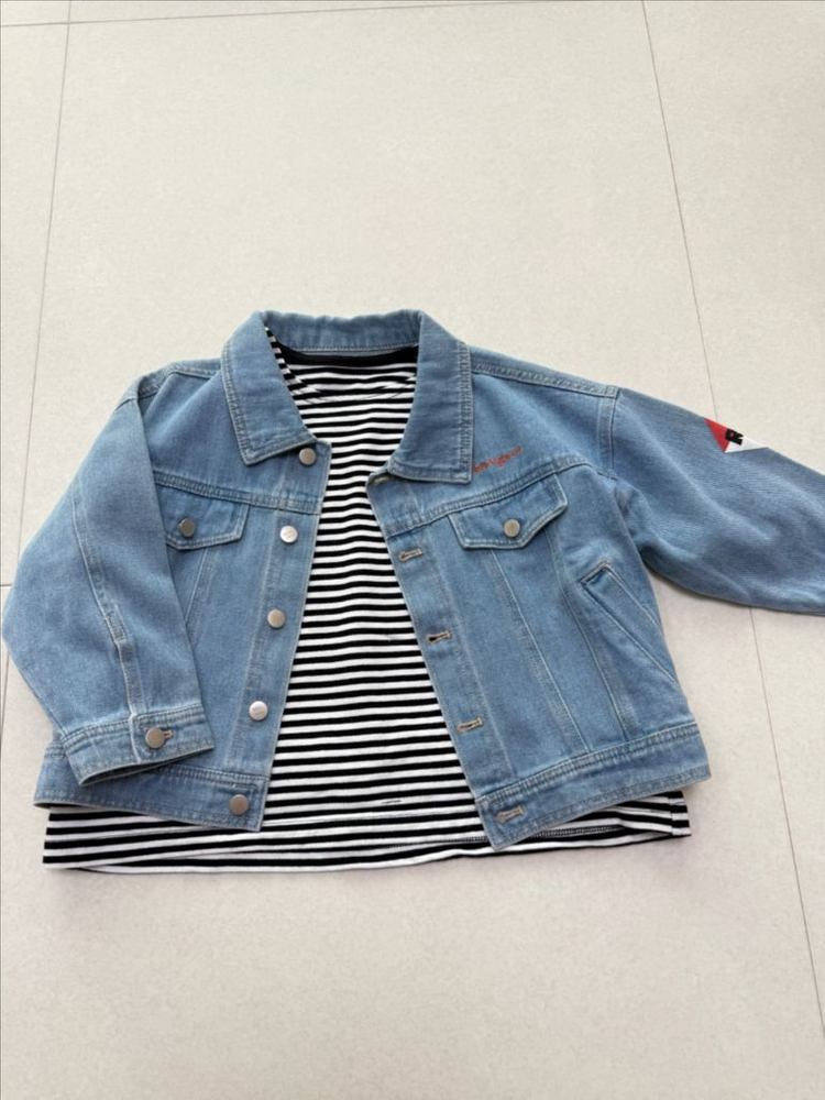 미착용) 로아앤제인 스트라이프 데님자켓 110 이미지
