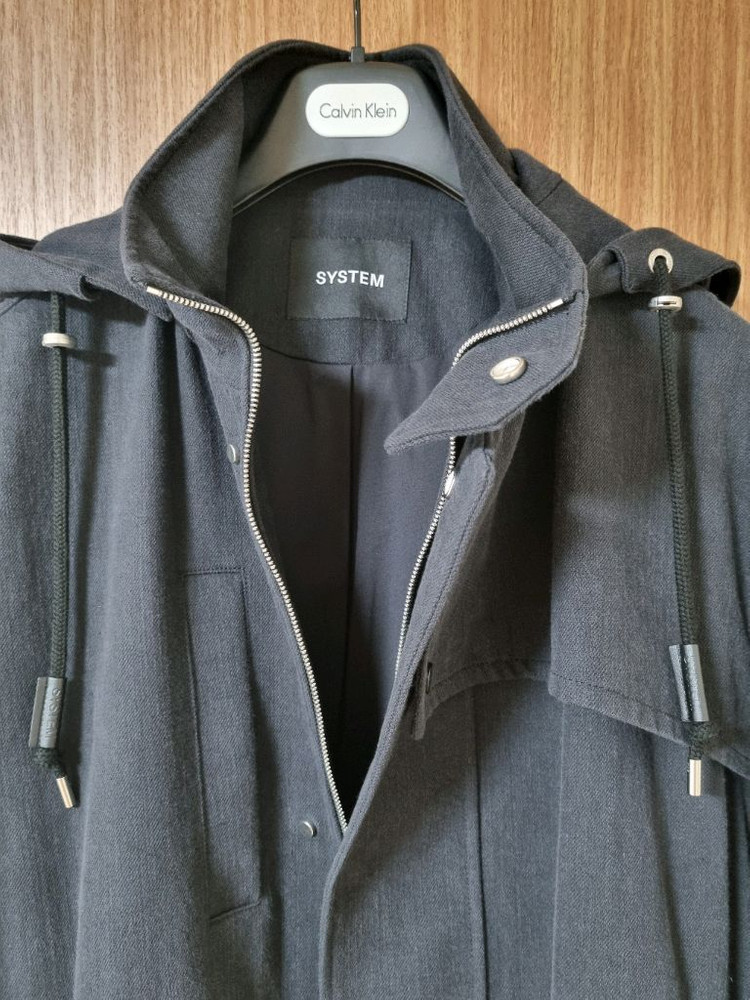 SYSTEM 한섬 시스템 남성 디테쳐블 블랙 오버핏 후드 자켓 코트 국내 105사이즈 판매합니다~! 이미지
