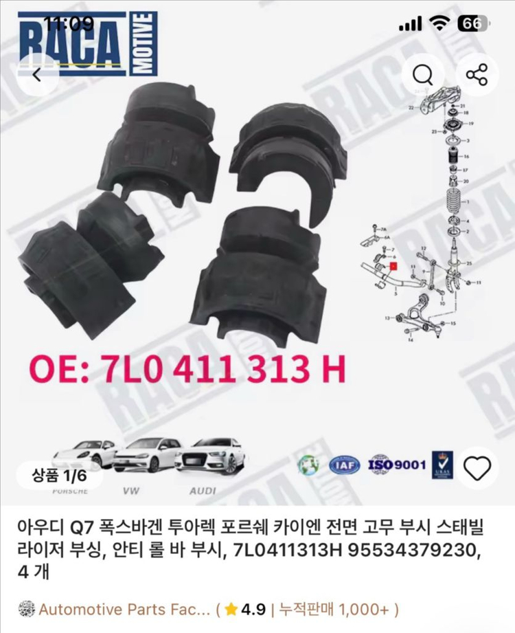 포르쉐 카이엔 도어락 액추에이터외4개부품 이미지