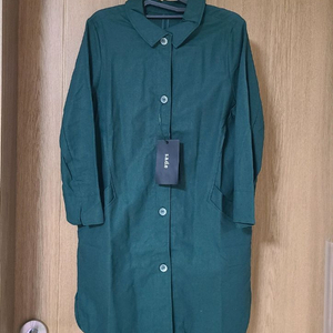여성 린넨 셔츠 자켓 롱 원피스 55사이즈 그린 새상품 이미지