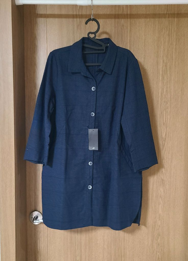 여성 린넨 셔츠 자켓 롱 원피스 55사이즈 그린 새상품 이미지