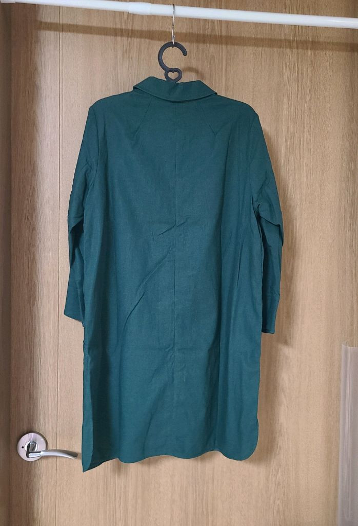 여성 린넨 셔츠 자켓 롱 원피스 66, 77사이즈 네이비 새상품 이미지