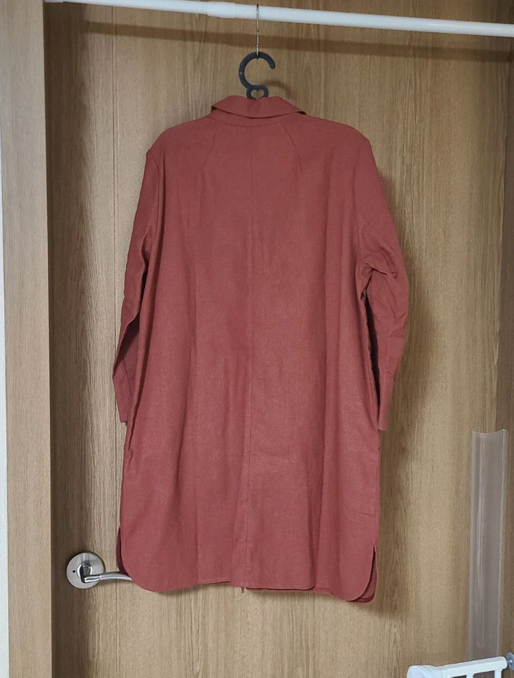 여성 린넨 셔츠 자켓 롱 원피스 66, 77사이즈 네이비 새상품 이미지