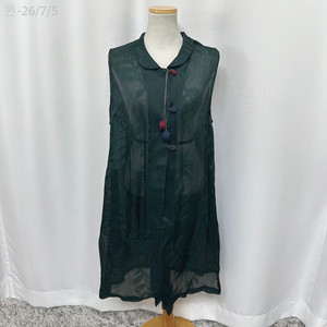 생활한복 여성 인견100% 시스루 롱조끼 그린 66 이미지