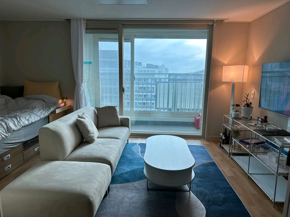 [스툴 증정]패브릭 3인용소파 카우치 페브릭 방수 쇼파 이미지