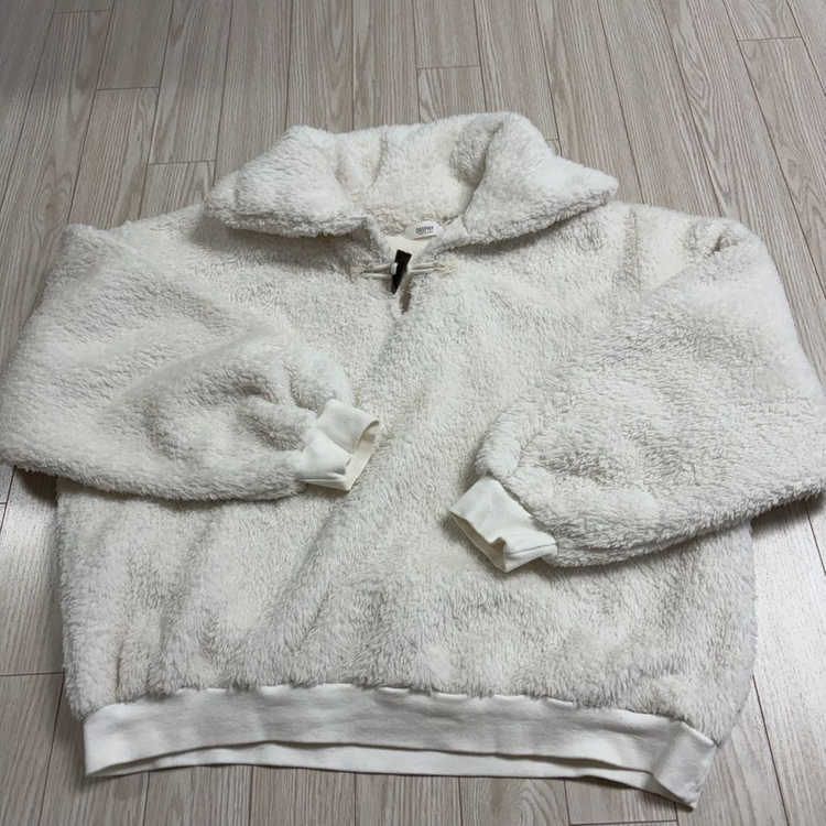 단면측정ㅇ,상태좋음) 에이블리 디프니 deepny 카라 뽀글이 털 퍼 니트 맨투맨 스웨터 free 44556677 이미지