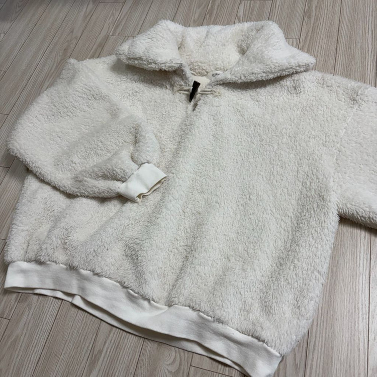 단면측정ㅇ,상태좋음) 에이블리 디프니 deepny 카라 뽀글이 털 퍼 니트 맨투맨 스웨터 free 44556677 이미지