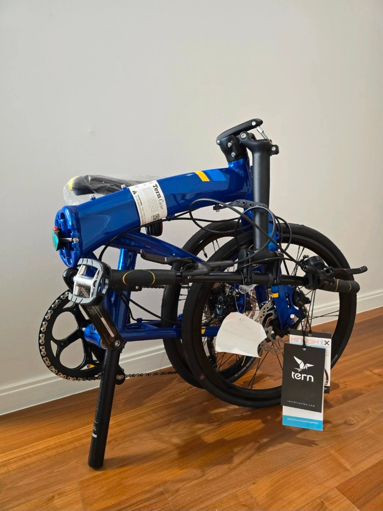 턴 버지 P10 접이식 미니벨로 자전거, 블루 색상, 새제품 이미지