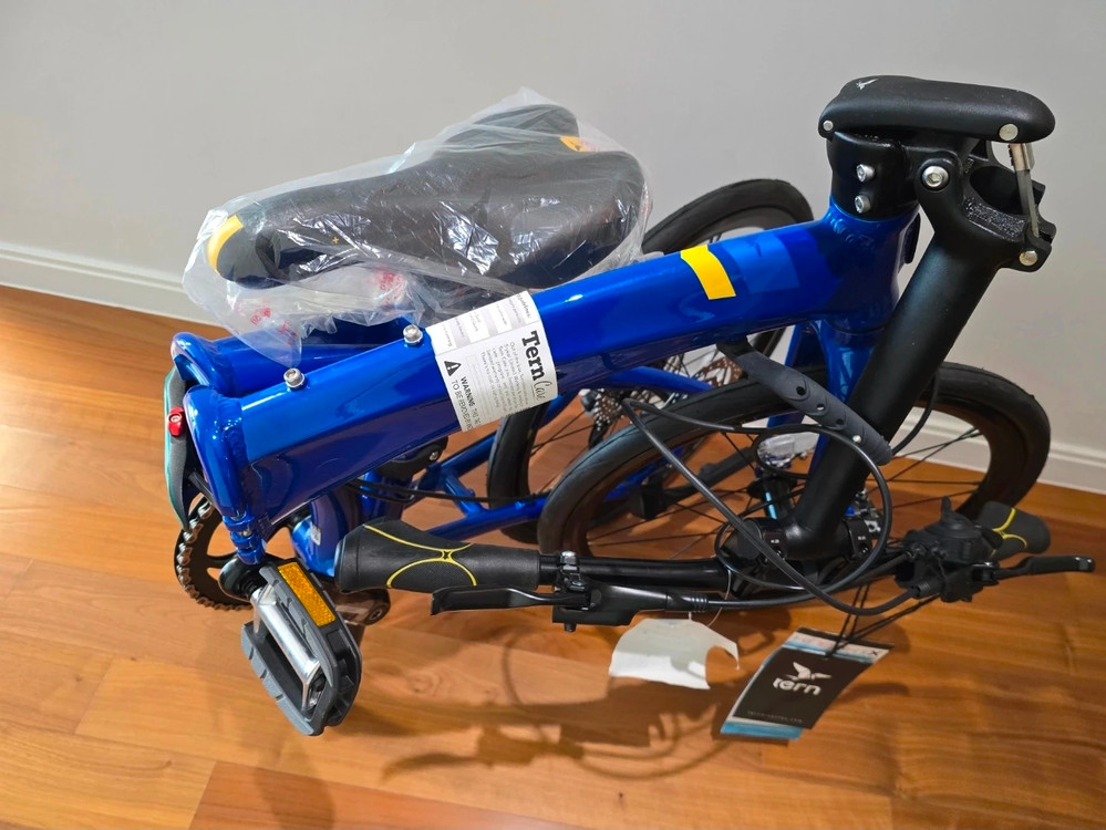 턴 버지 P10 접이식 미니벨로 자전거, 블루 색상, 새제품 이미지