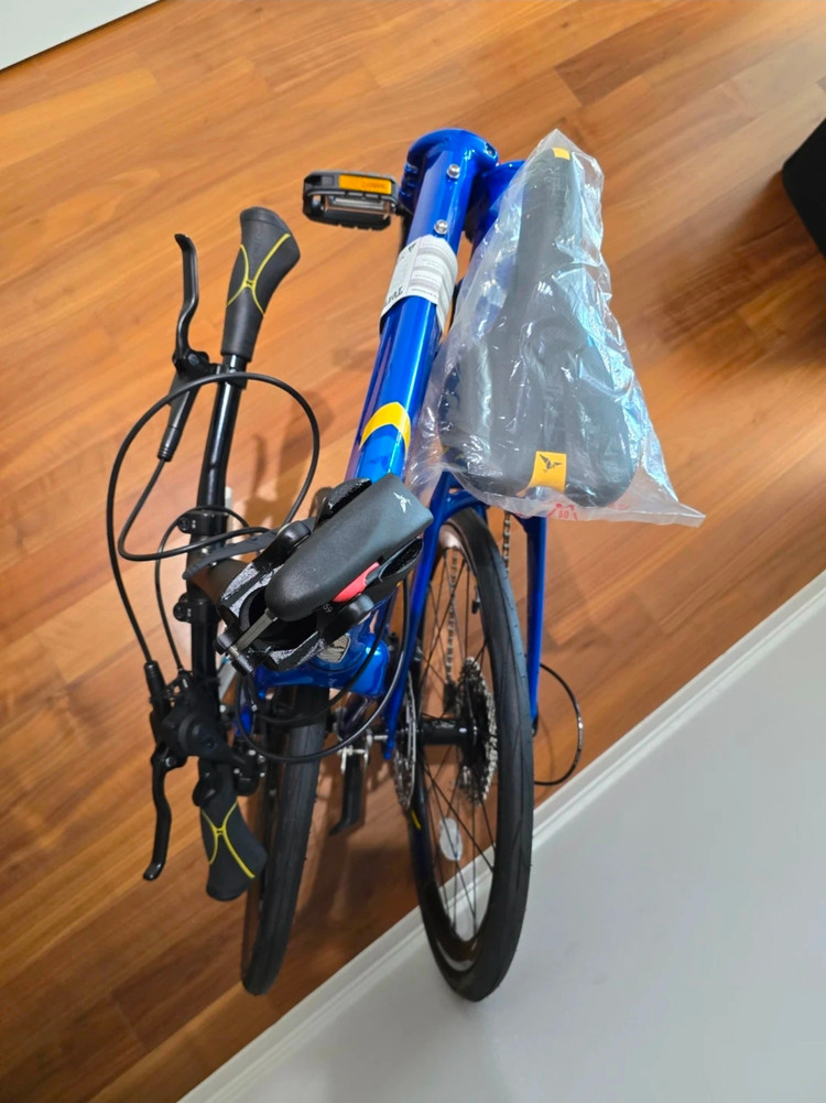 턴 버지 P10 접이식 미니벨로 자전거, 블루 색상, 새제품 이미지