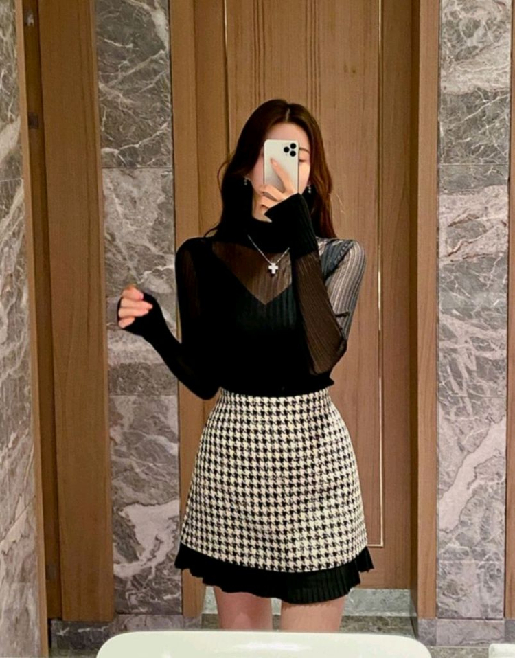 제이지쇼룸 엉넬 하운드 체크 미니스커트 이미지