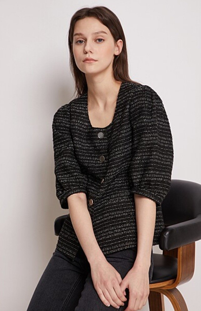 [새상품 ]지컷 트위드 반팔 자켓 이미지