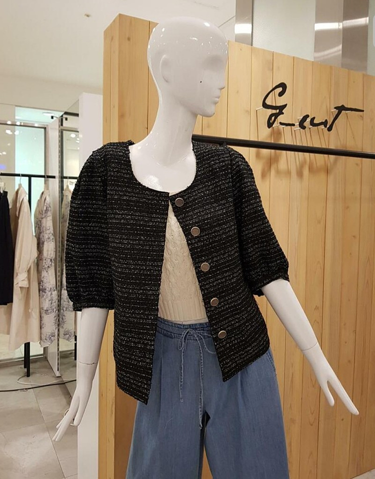 [새상품 ]지컷 트위드 반팔 자켓 이미지