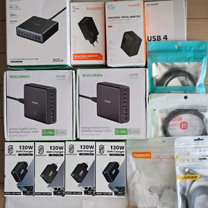 유그린 200W 접지 8포트 충전기,Toocki 65W,67W,130W,185W,USB 4.0,USB 충전 케이블 이미지