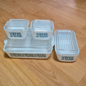 빈티지 밀크글라스 반찬통4개세트,일괄가 이미지