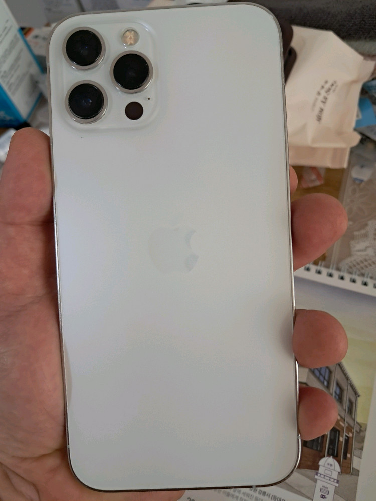 아이폰12 프로맥스 실버 256 액정 잔상 이미지