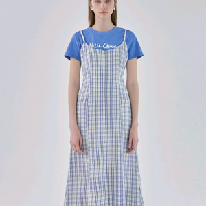 아틀리에나인 체크 뷔스티에 원피스(새상품) 이미지