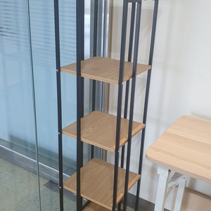 이동식 선반장 스틸프레임+우드시트 5단 선반 수납 장식장 이미지
