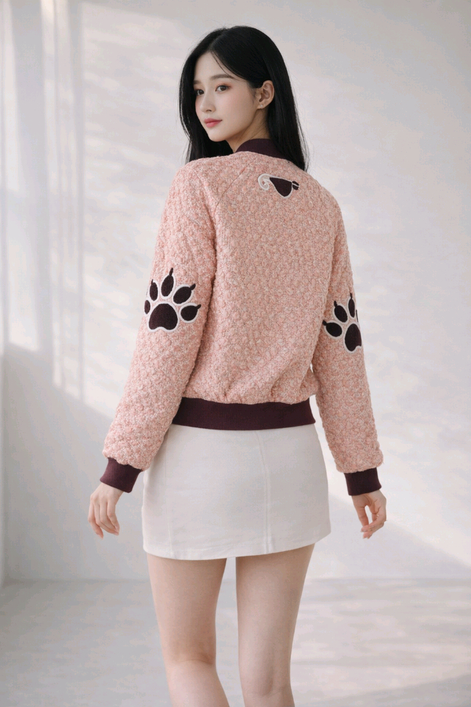 정가60만원대 레어템 벚꽃여신 코랄피치 트위드유니크 패치 오엠디 자켓 이미지