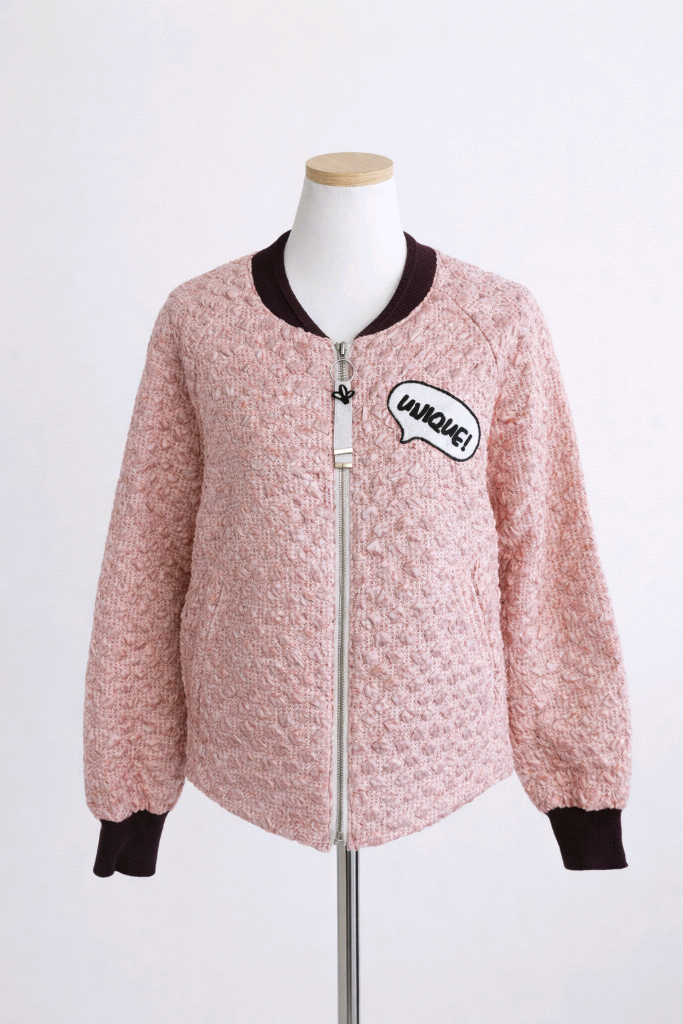 정가60만원대 레어템 벚꽃여신 코랄피치 트위드유니크 패치 오엠디 자켓 이미지