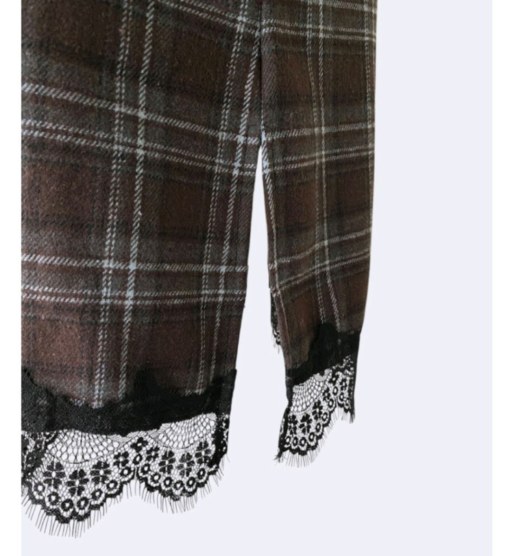 체크 레이스 뷔스티에 레이어드 롱원피스 이미지