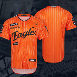 [100,미개봉,노마킹] 한화 이글스 빙니폼 오렌지 스트라이프 레트로 어센틱 유니폼 이미지